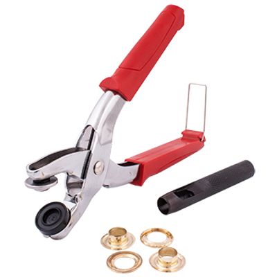 Grommet Setting Tool Kit C/w 10pc Eyelets 12mm