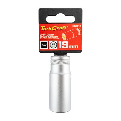 Deep Socket 3/8'dr 19mm 12pt Crv