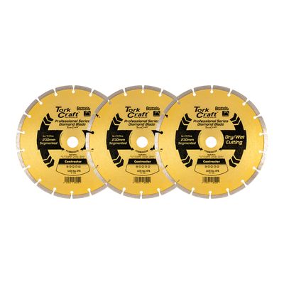 Diamond Blade 230mm Segmented Profesional Bulk 3 Pack Shrink