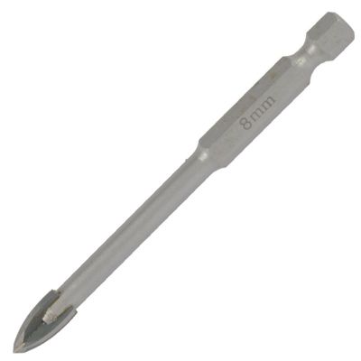 Glass & Tile Drill 8mm 4 Flute With Hex Shank