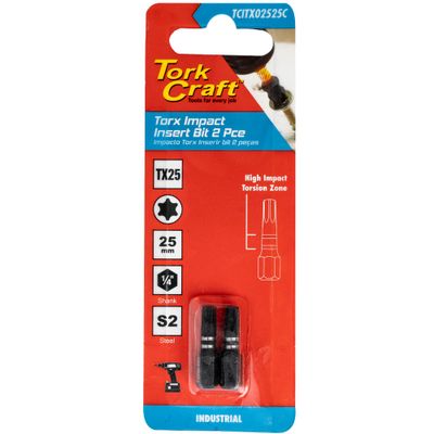 Torx Tx 25 Impact Insert Bit 25mm 2pc Carded