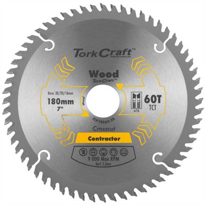 Blade Contractor 180 X 60t 30/20/16 Circular Saw Tct
