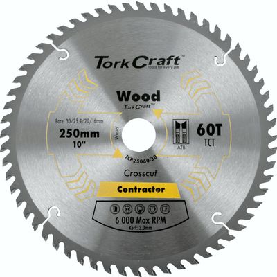 Blade Contractor 250 X 60t 30/20/16 Circular Saw Tct