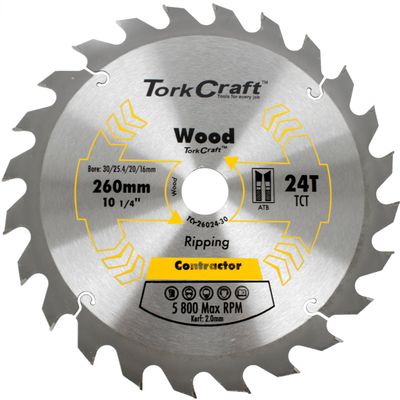 Blade Contractor 260 X 24t 30/1/20/16 Circular Saw Tct