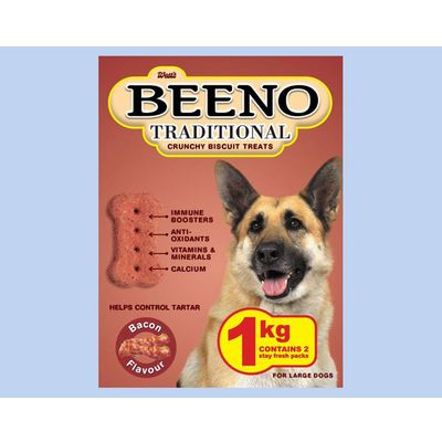 BEENO DOG BISCUITS DUO BACON & CHEESE LARGE 800G