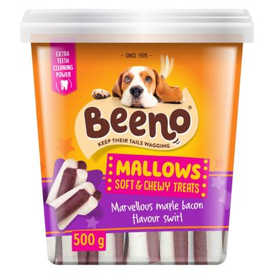 BEENO DOG TREAT MALLOWS MAPLE AND BACON SWRL 500G