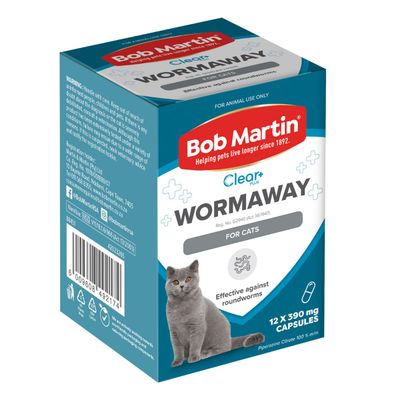 BOB MARTIN PET WORMAWAY DEWORMING CAPSULES CAT 12S