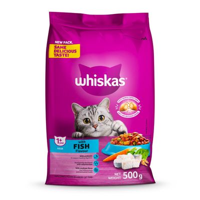 WHISKAS Cat Food Dry Adult Fish 500g