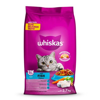 WHISKAS Cat Food Dry Adult Fish 2.7kg