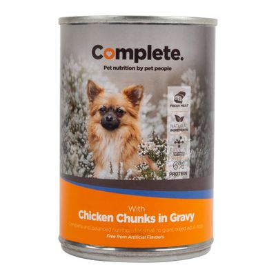 COMPLETE DOG FOOD TIN CHICKEN CHUCKS 385G