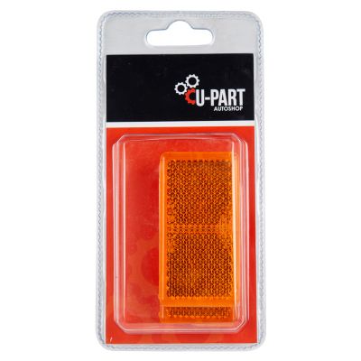 U-PART Stick On Rectangular Reflec Amber 65mm 2pk