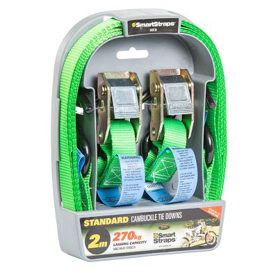 RATCHET TIE DOWN CAMBUCKLE 2M 2PC GRN