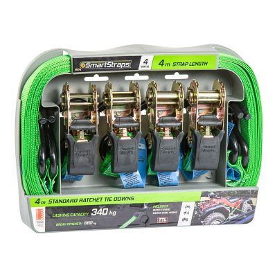 Ratchet Tie Down Pad 4m 4pc Grn