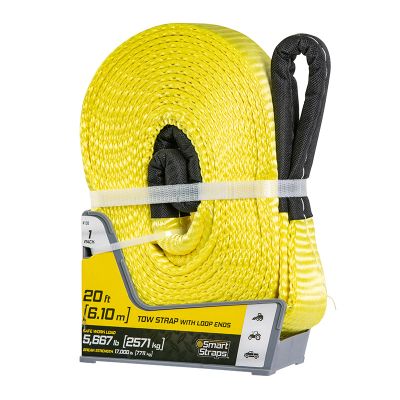TOW STRAPS + LOOP ENDS 6M YEL