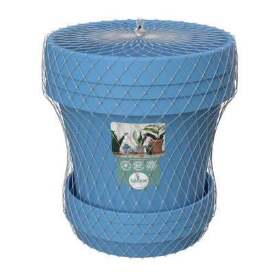 SEBOR SUPPOT & SAUCER SET 15CM POOL BLUE 3PCK