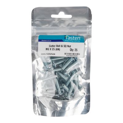 IFASTEN Bolt & Nut Gutter M6x25mm 25 Pp