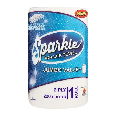 SPARKLE PAPER ROLLER TOWEL 2PLY VIRGIN 200 SHEET