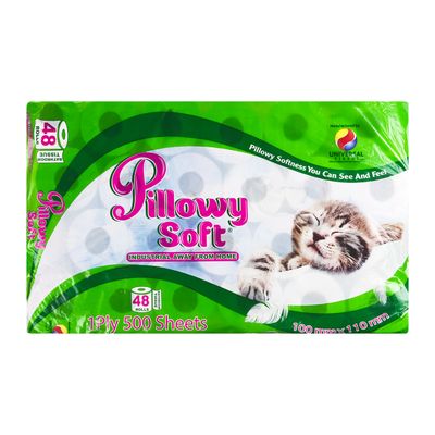 PILLOWY SOFT TOILET PAPER 1PLY RECYCLE 48 PACK