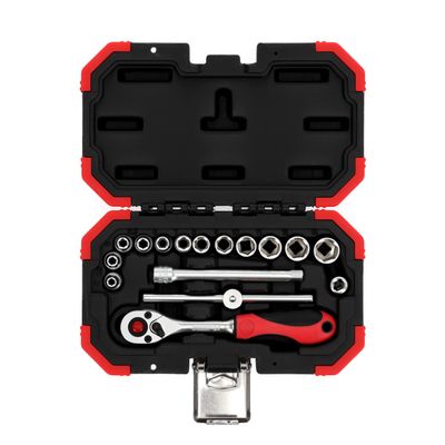 GEDORE RED SOCKET SET 1/4INCH 16PC DRV 4-13MM+BITS