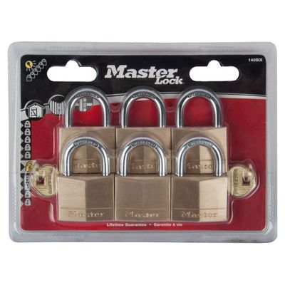 MACKIE MASTER PAD LOCK BRASS 6PK 50MM KEYD ALIKE