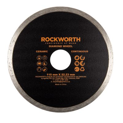 ROCKWORTH DIAMOND WHEEL 115MM CONTINUOUS RIM
