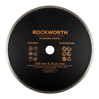 ROCKWORTH DIAMOND WHEEL 230MM CONTINUOUS RIM