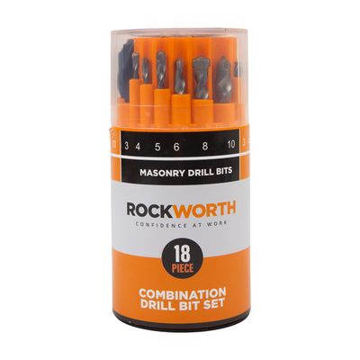 ROCKWORTH DRILL BIT 18 PC SET METAL WOOD MASONRY