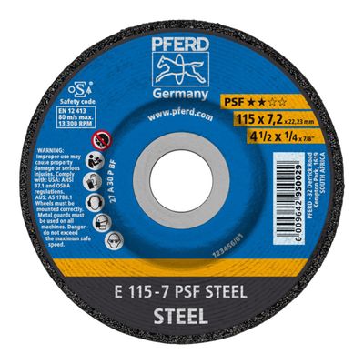 PFERD GRINDING WHL STEEL DOME 115MM X7.2MM PSF