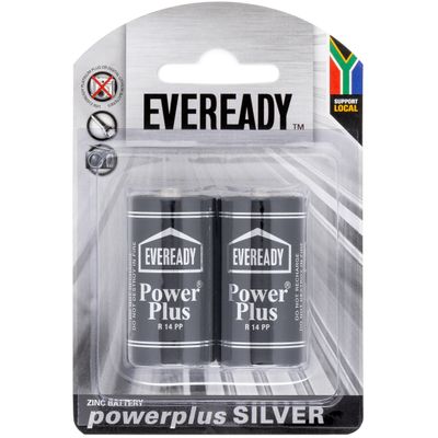 EVEREADY BATTERY POWERPLUS SILVER ZINC C 2 PACK