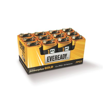EVEREADY BATTERY POWERPLUS GOLD ZINC 9V TRAY