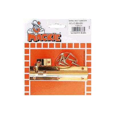 MACKIE Barrel Bolt Brass Straight 100mm