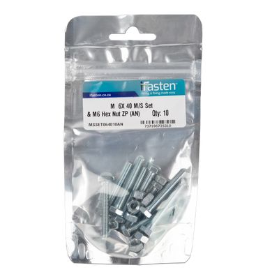 IFASTEN SET SCREW MS AND NUT ZP M6X40MM 10 PP