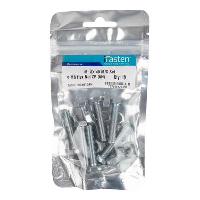 IFASTEN SET SCREW MS AND NUT ZP M8X40MM 10 PP