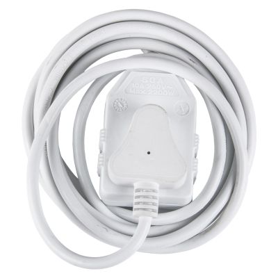 NEXUS Extension Cord White Dbl 3m 1.0mm 10a