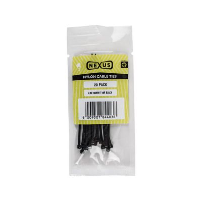 NEXUS Cable Ties T18r 2.5mmx100mm White 20 Pack