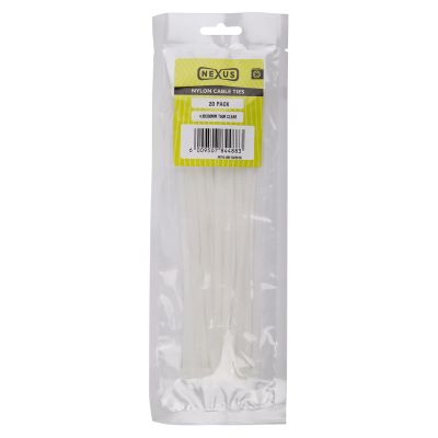 NEXUS Cable Ties T50r 4.8mmx200mm White 20 Pack