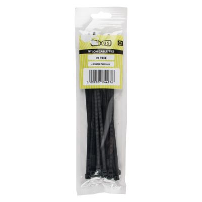 NEXUS Cable Ties T120r 7.6mmx400mm Black 20 Pack