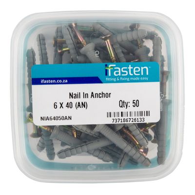 IFASTEN Nail In Anchor 6mmx40mm 50 Pt