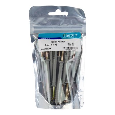 IFASTEN Nail In Anchor 6mmx70mm 25 Pp