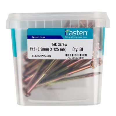 IFASTEN Tek Screw No12 5.5mmx125mm 50 Pt