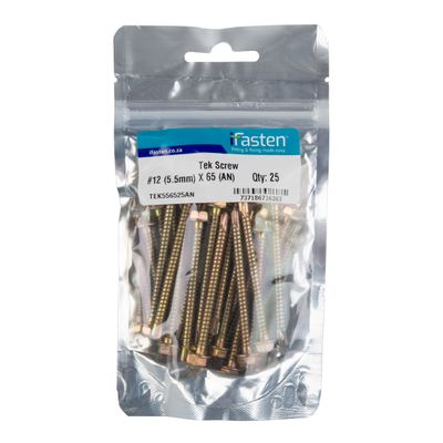 IFASTEN Tek Screw No12 5.5mmx65mm 25 Pp