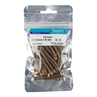 IFASTEN TEK SCREW NO12 5.5MMX90MM 25 PP