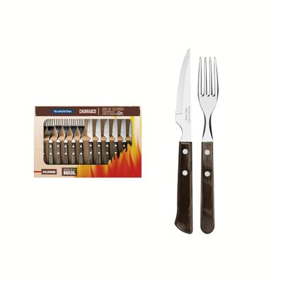 TRAMONTINA Cutlery Braai Set Polywood 12pc Boxed