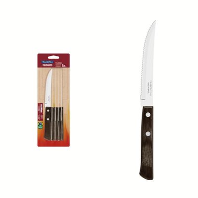 TRAMONTINA Steak Knife Set Polywood Brown 6pc Bp
