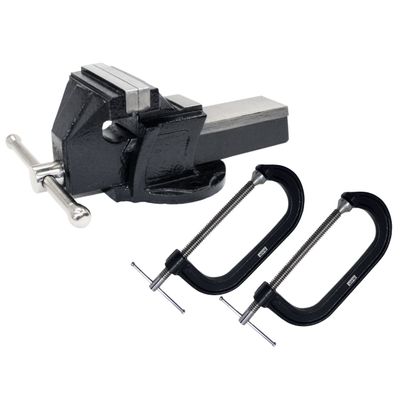 Tgm10706 Sg Black Steel Iron Extra Strong Fixed Base Vice 6 Inch + Tgmgc/p/2 Gclamps Sg Iron 2 Inch (50mm) )
