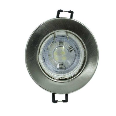Globe Gu10 Led Downlight 5w Cool/w Silver Flange 3000h Eo21