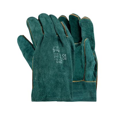 Gloves Leather Green Lined Welted Wrist 2