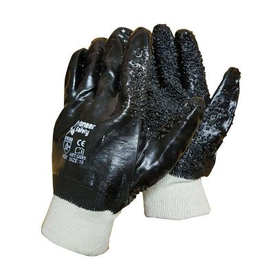 Gloves Black Chip Palm Knitwrist L G085