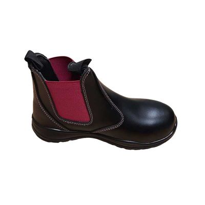 Boot Safety Ladies Daisy Pullon Black Pink Size 5