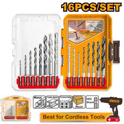 Drill Bit Set Metal Mas Wood 16 Pcss Plas Case